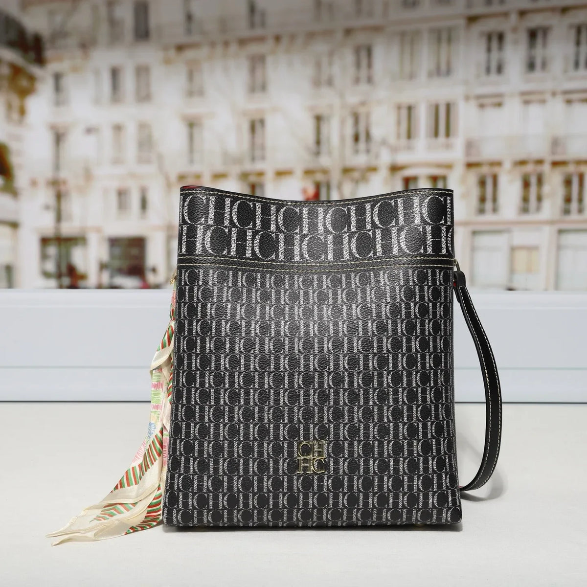 Letter Print Crossbody Bucket Bag