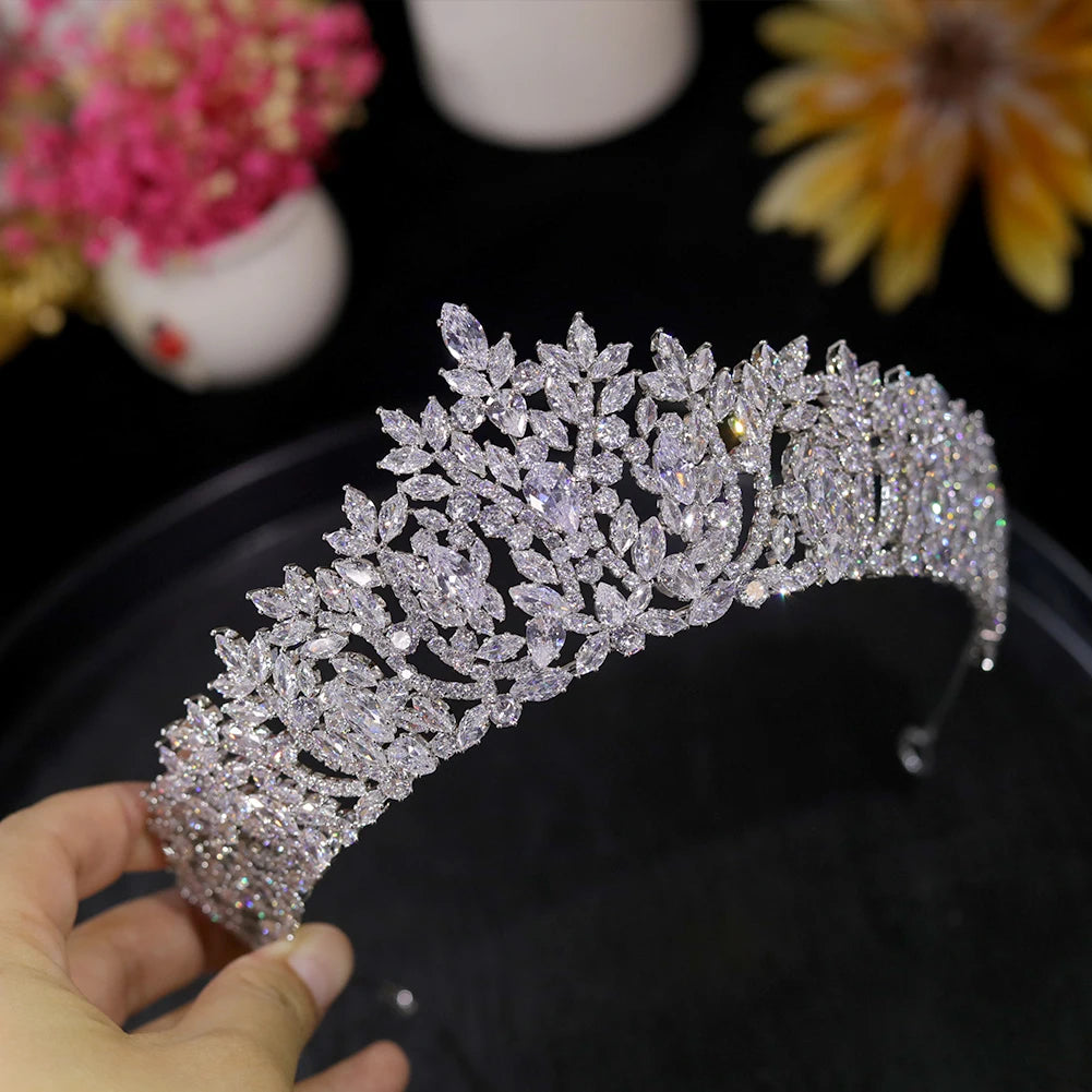 Elegant Silver Crystal Bridal Tiara Crown For Women
