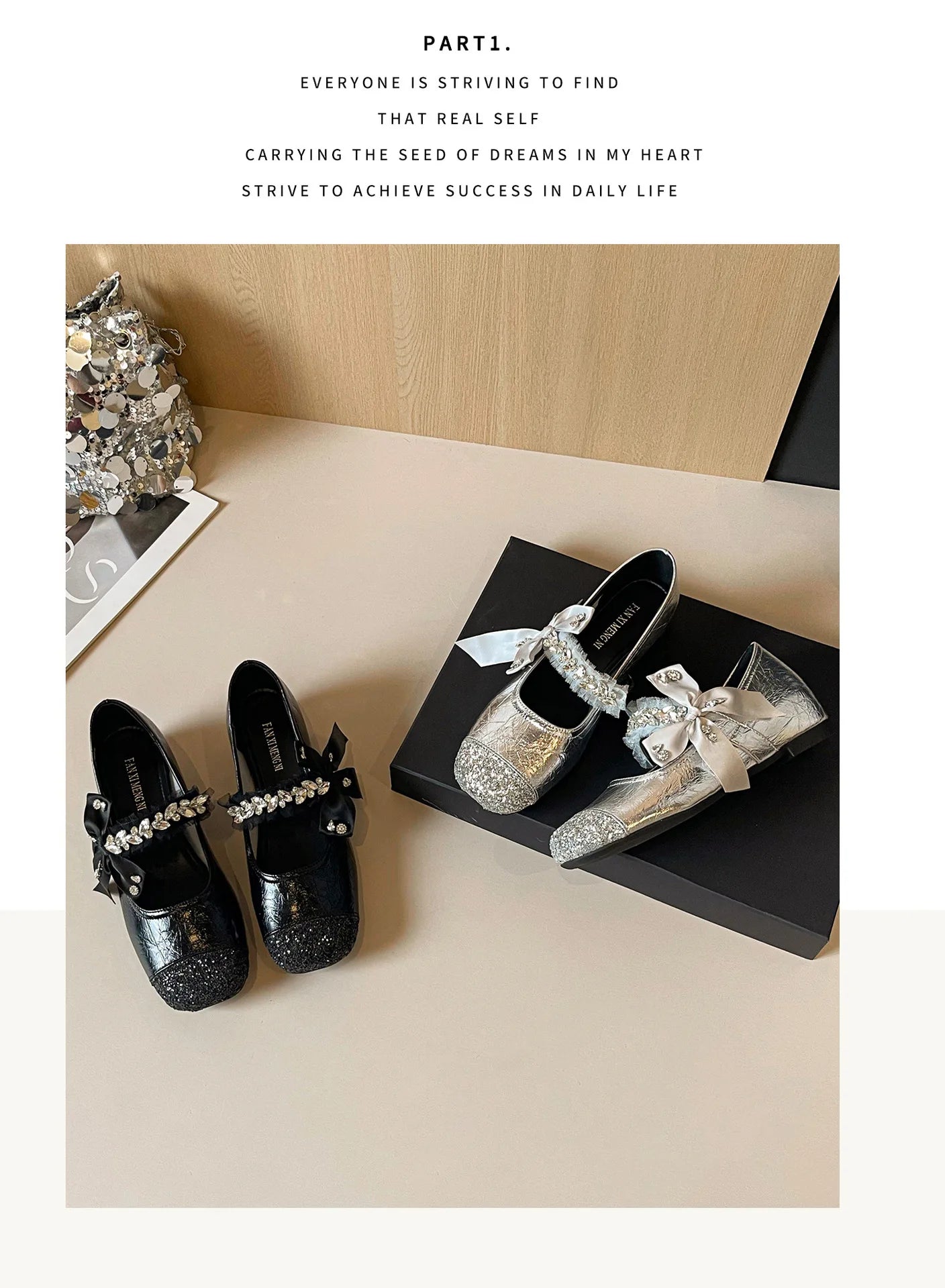 Elegant Rhinestone Bowknot Mary Jane Flats For Women