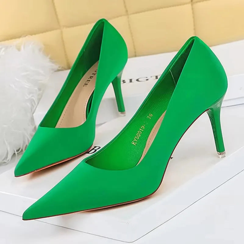 Elegant Purple Satin High Heel Stiletto Pumps for Women