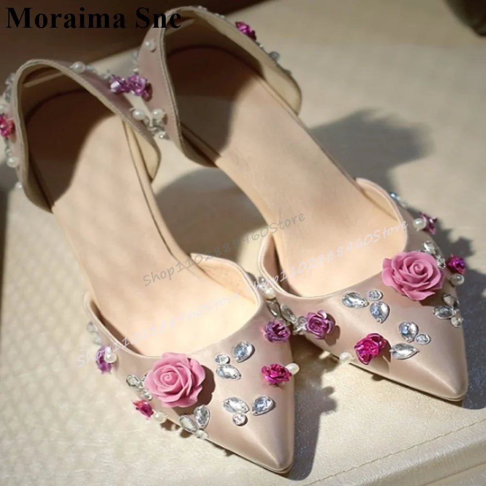 Crystal Slip On Pointed Heels