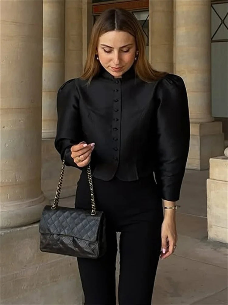 Cropped Satin Patchwork Top