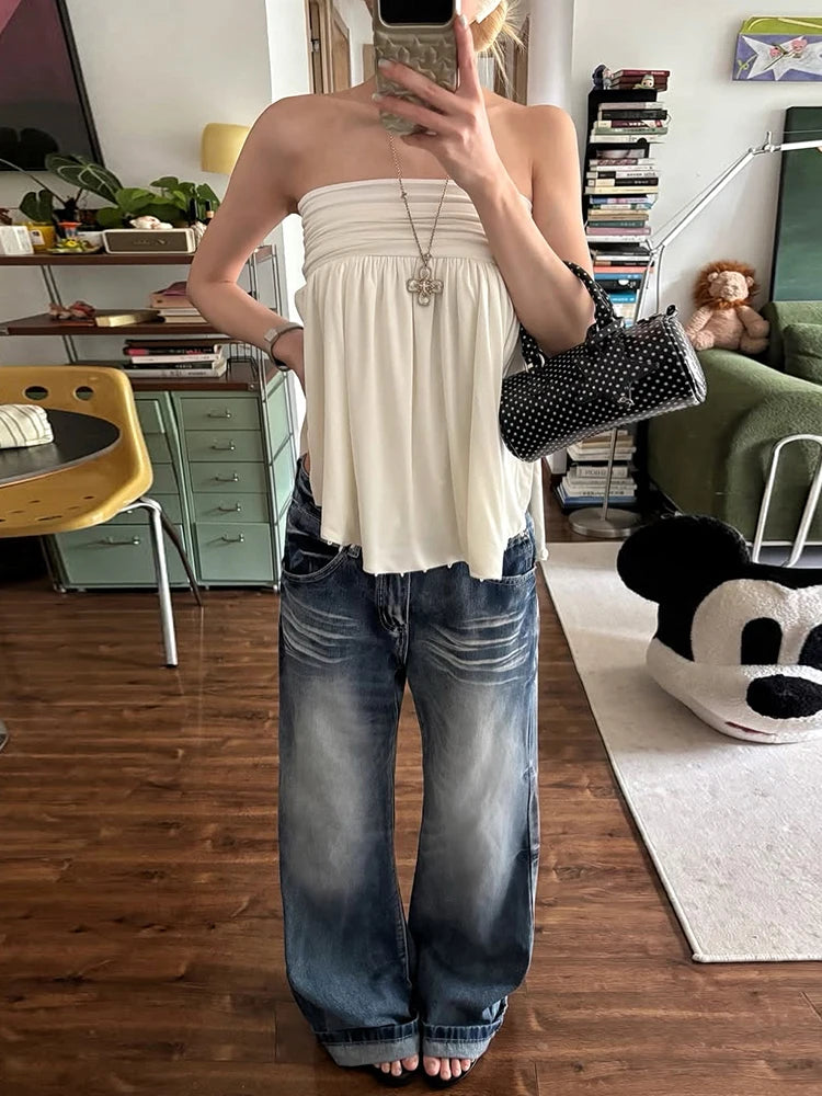 Off Shoulder Pleated Batwing Sleeve T Shirt for Women