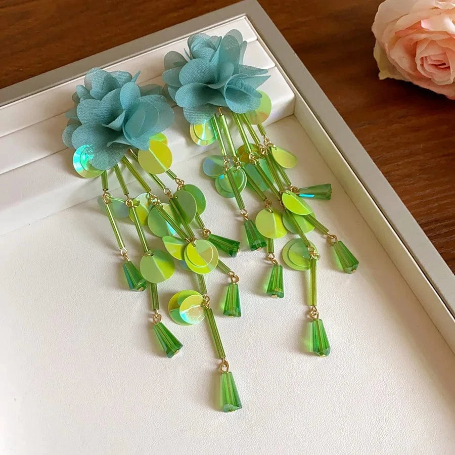 Tassel Crystal Earrings Luxury Design Temperament Jewelry Wholesale