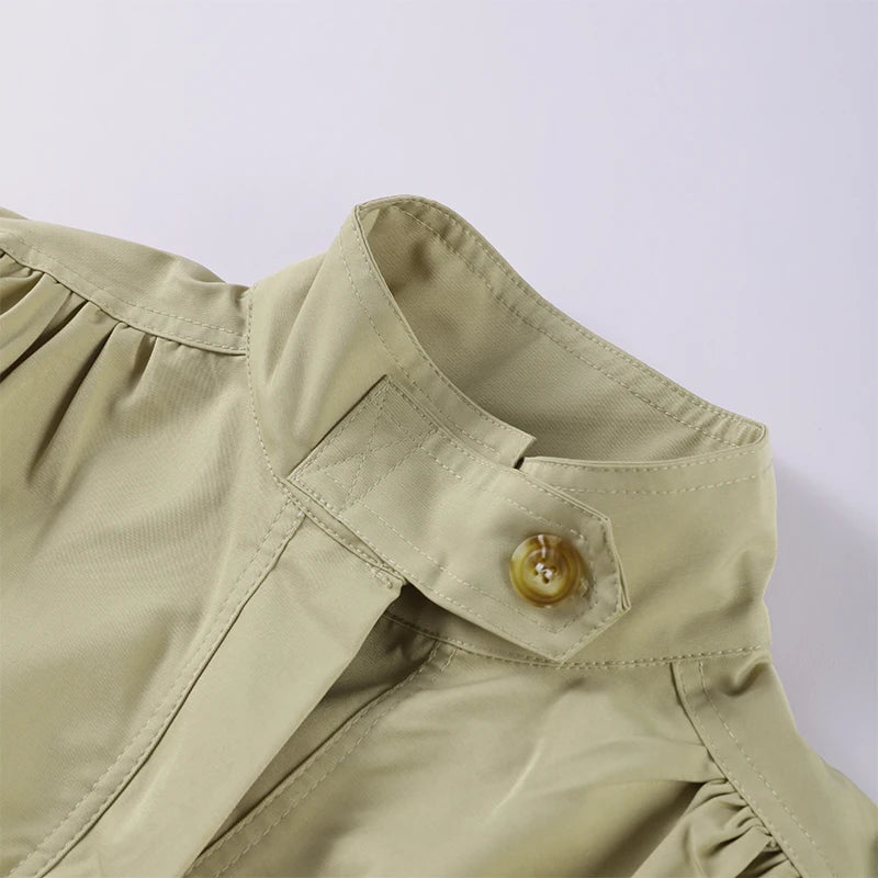 Lightweight Standup Collar Solid Short Jacket for Women