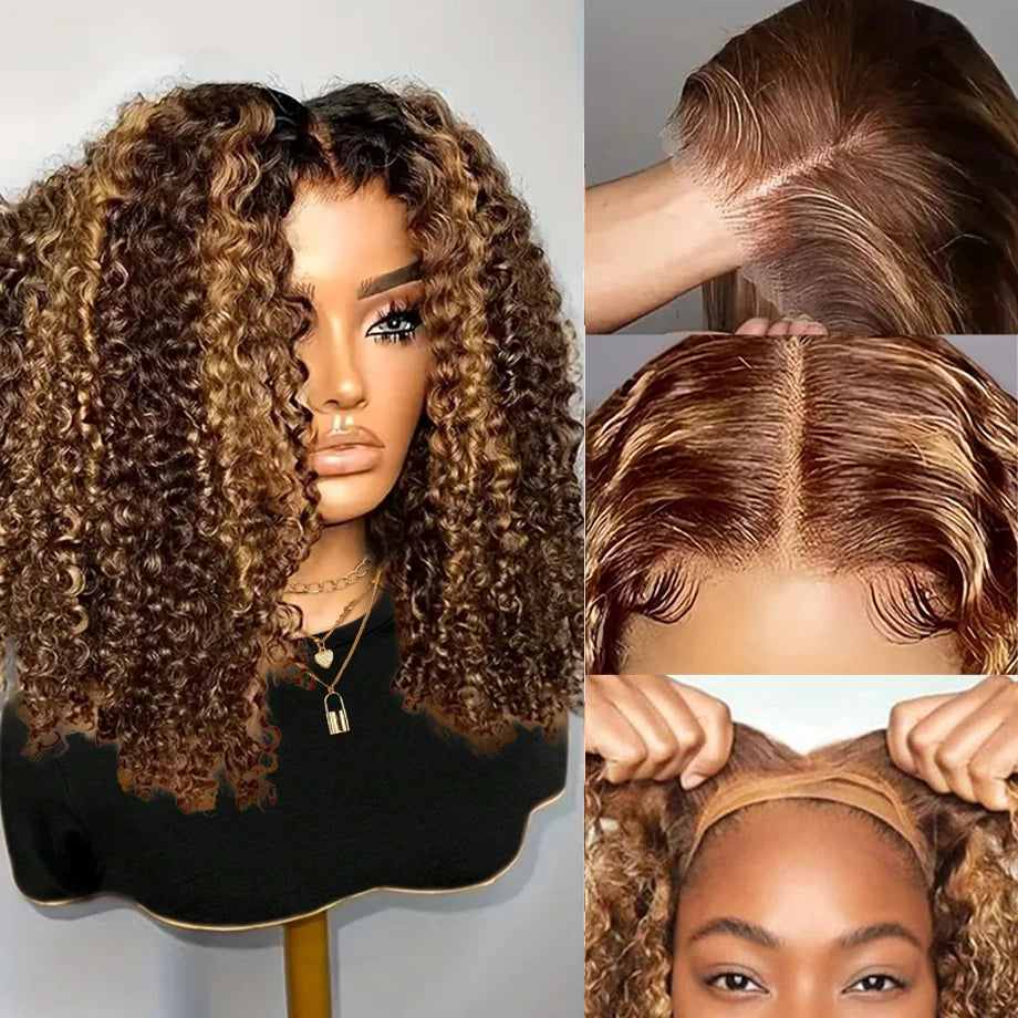 Ombre Deep Wave Bob Human Hair Lace Front Wig for Women