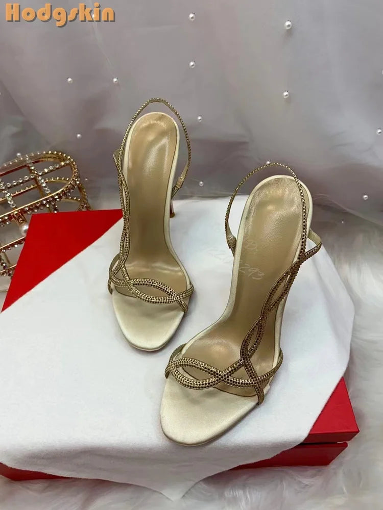 Crystal Strappy Thin Stiletto Heel Sandals for Women