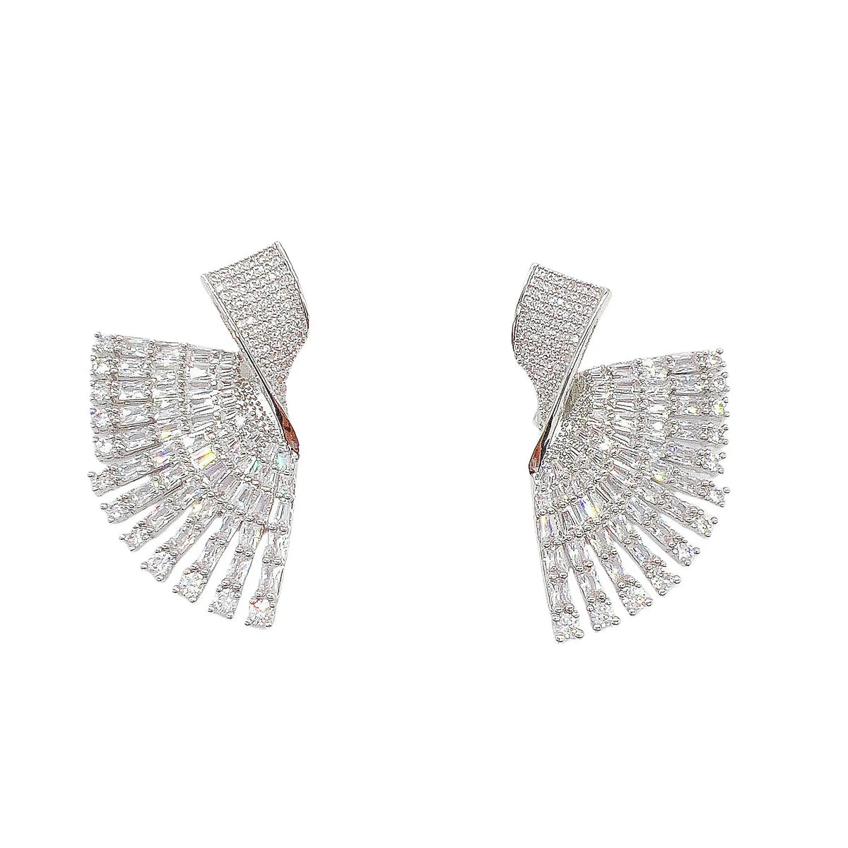 Sparkly Zircon Fan-Shaped Drop Earrings for Women Collection