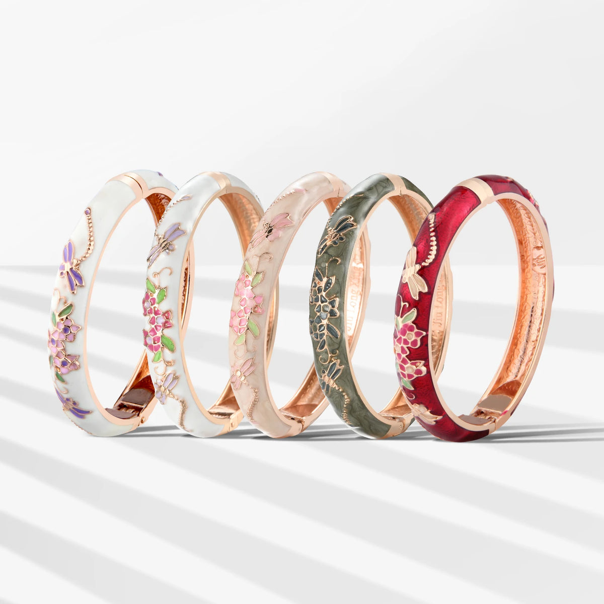 Floral Enamel Bangle Bracelet