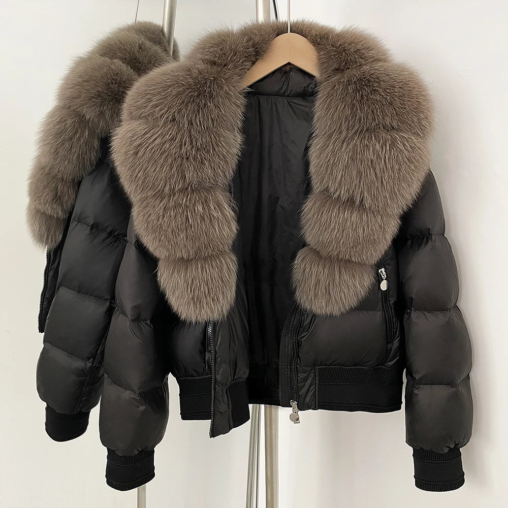 Detachable Fox Fur Collar Down Coat