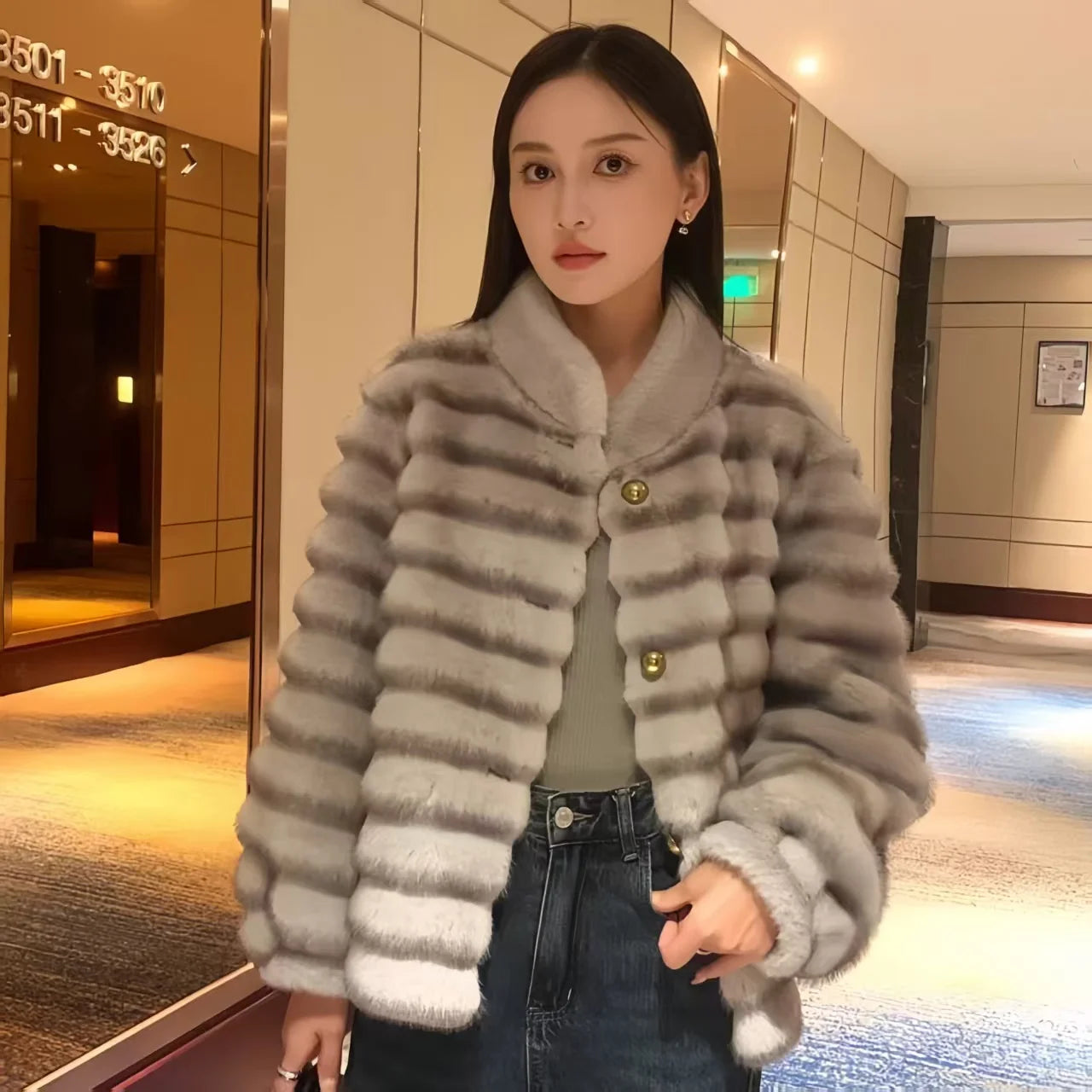 Faux Fur Coat for Women,Single Breasted Jacket,Thicken Warm,High Quality,Preppy Style, Female Clothes,New,Winter,2025