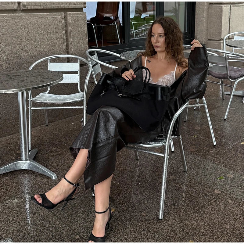 Vintage Leather Skirt Set