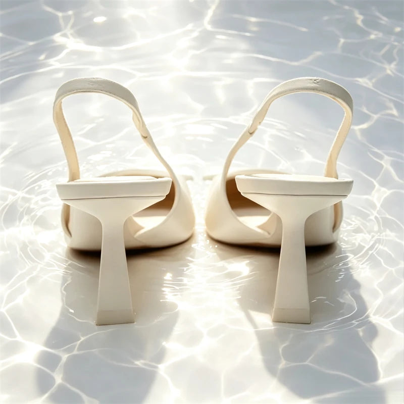 Pointed Toe Patent Leather Slingback Heels for Women