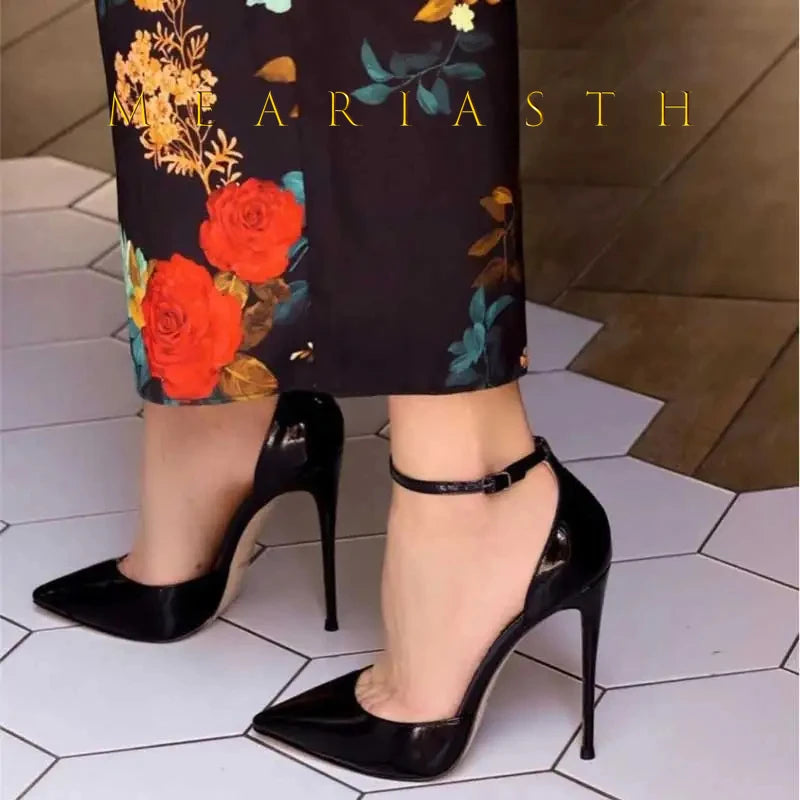 Sleek Black Patent Leather Pointed Toe Pumps for Women