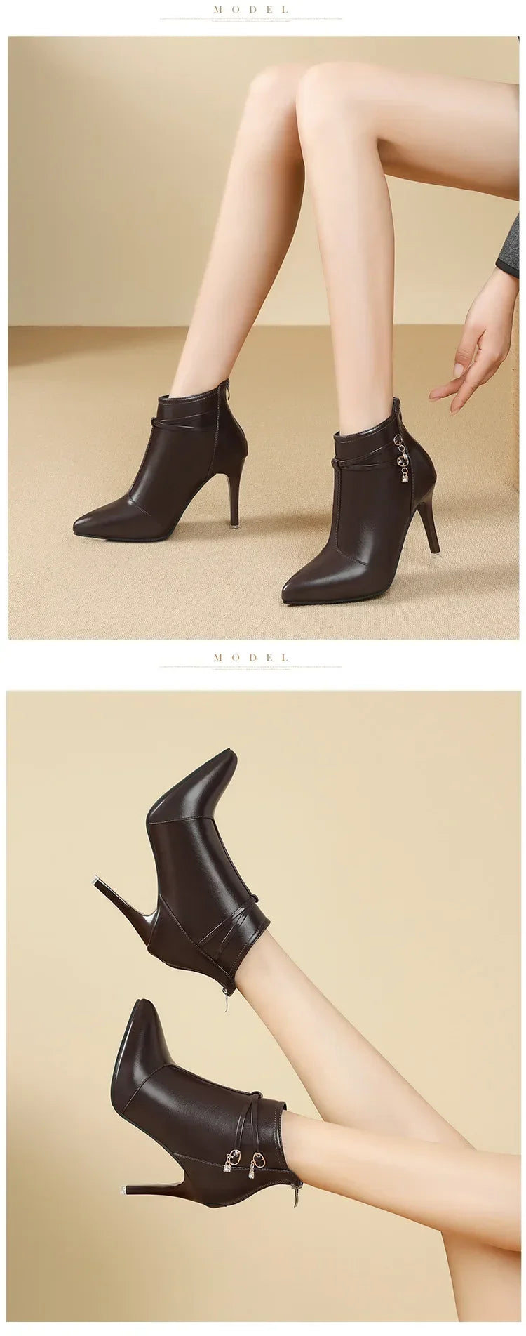 Crystal Pointed Toe High Heel Ankle Boots for Women