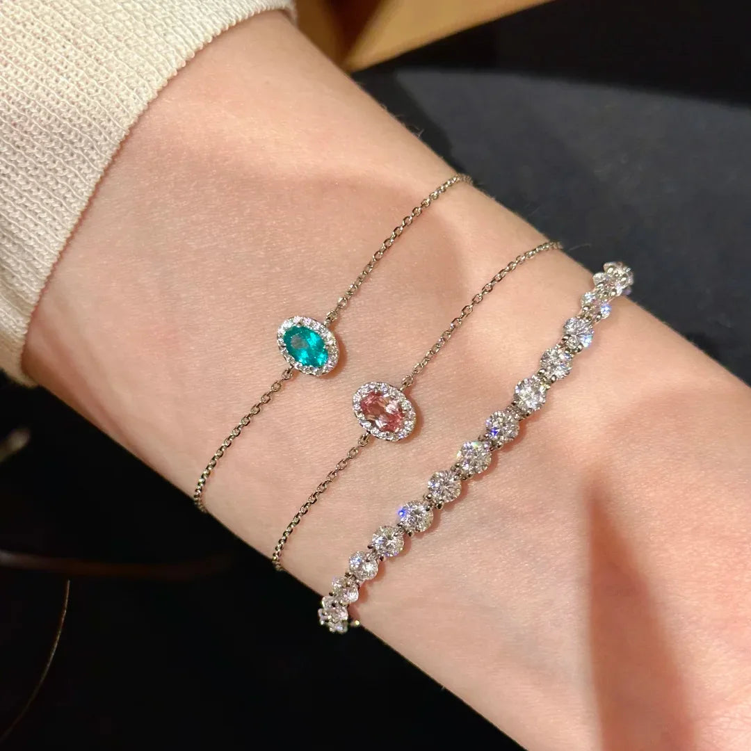 Dainty Oval Cubic Zirconia Chain Bracelet for Women