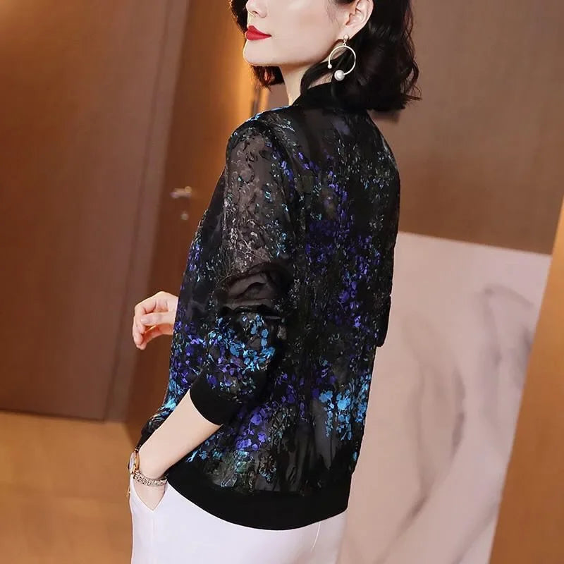 Spring Autumn Summer New Loose Long Sleeve Chiffon Women's Jacket Small Fragrance Style Sunscreen Clothing Middle East Fashion
