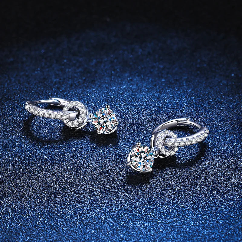 White Gold Plated Moissanite Drop Earrings for Women