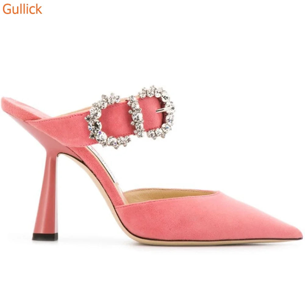 Elegant Glitter Pointed Toe Sandals With Ankle Strap For Women