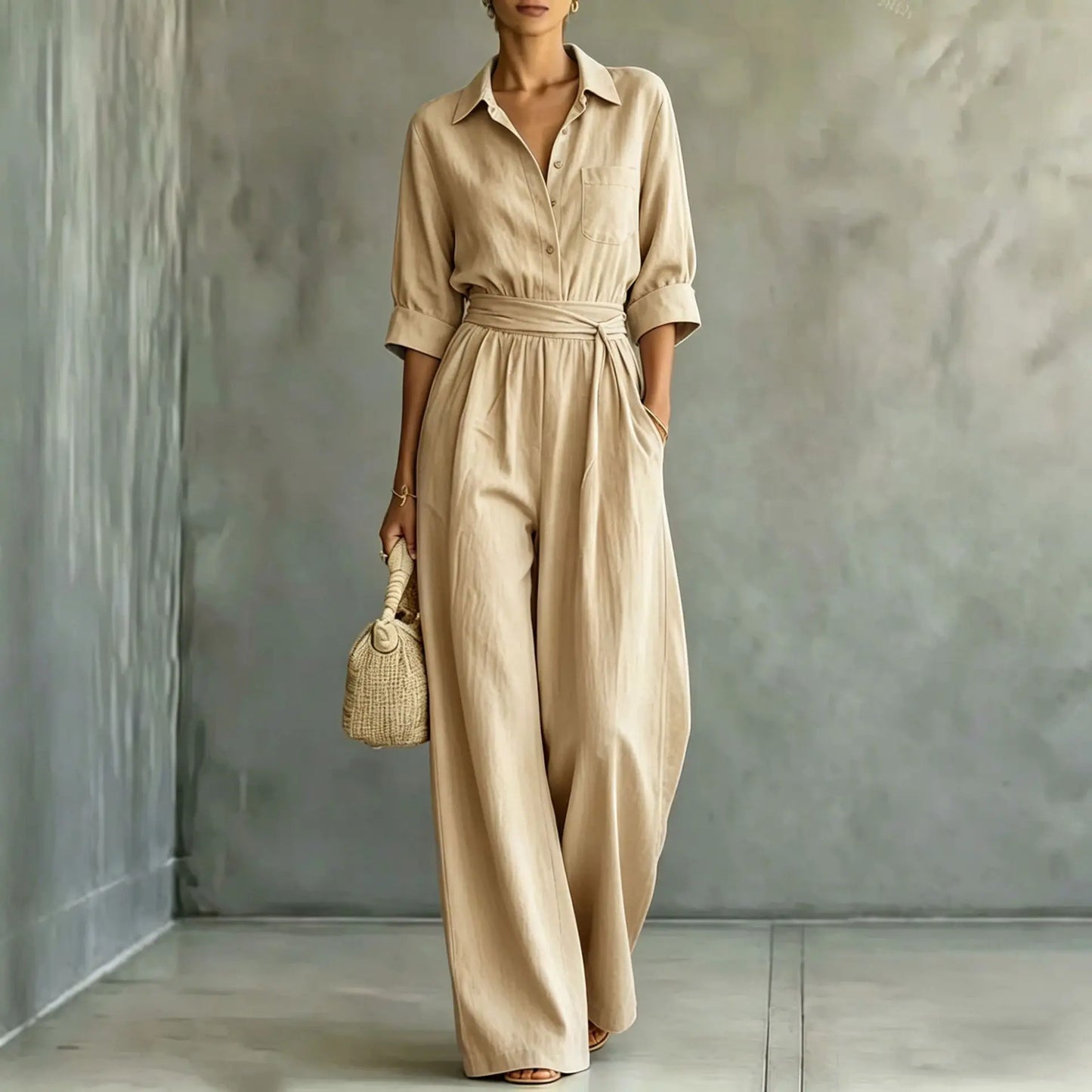 Solid Color Casual Loose Jumpsuit for Women Summer Vacation Streetwear