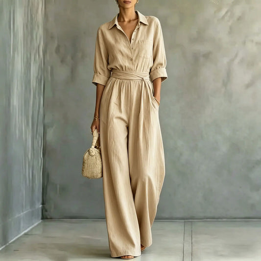 Solid Casual Wide Leg Jumpsuit