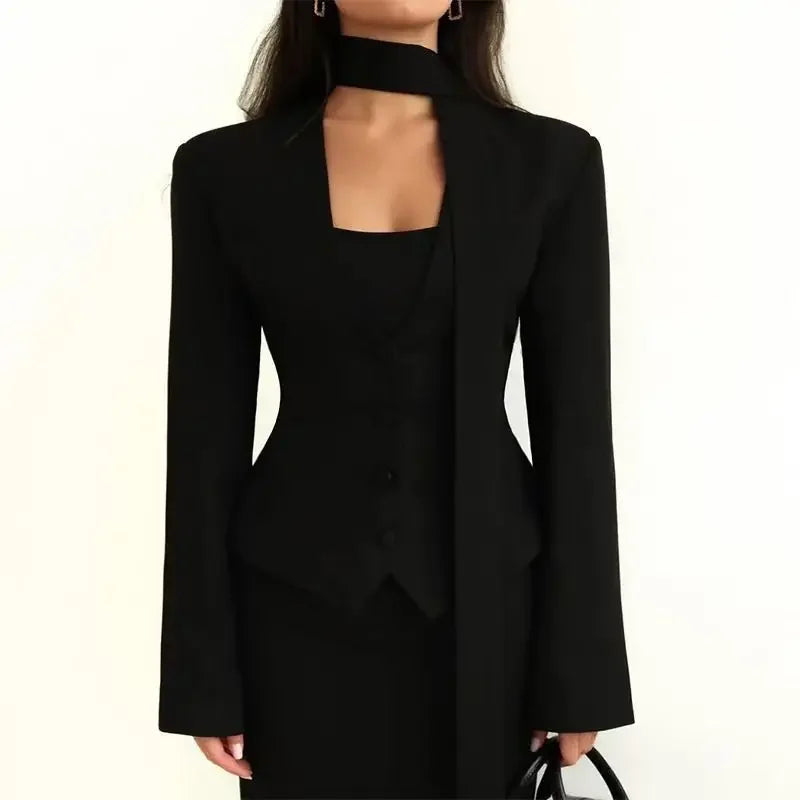 Waist-Cinched Single-Breasted Blazer Jacket for Women