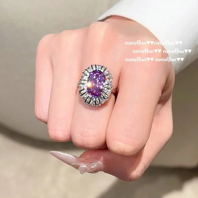 Elegant Geometric Amethyst Bridal Jewelry Set for Women