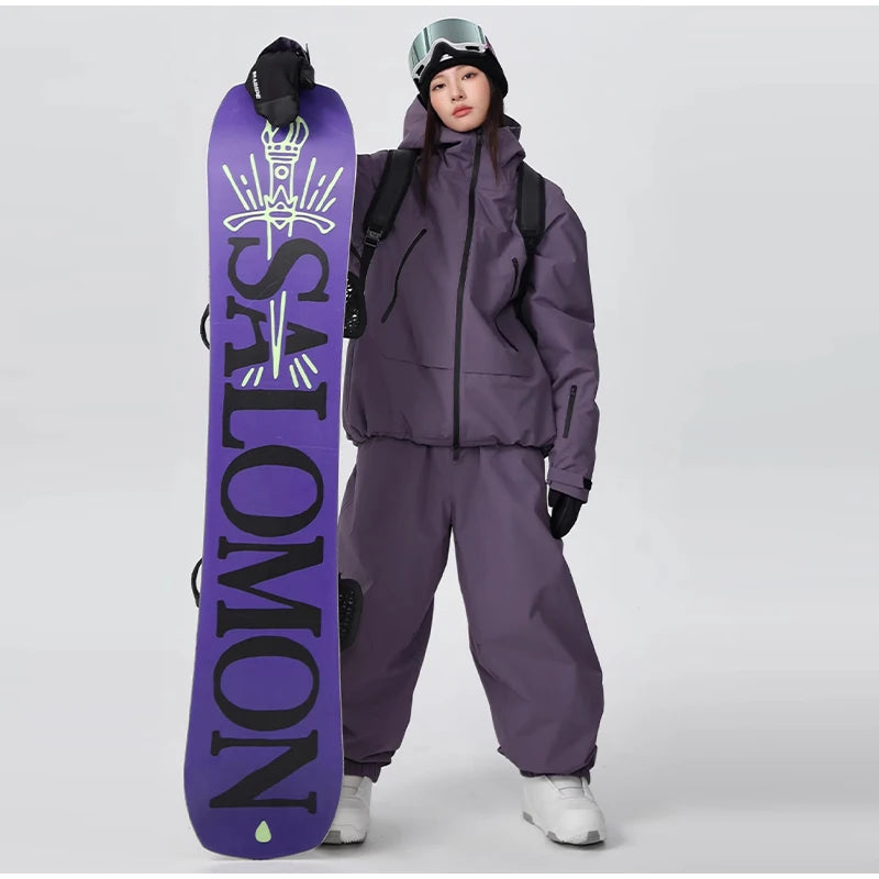 Waterproof Fleece-Lined Hooded Windbreaker Set for Women