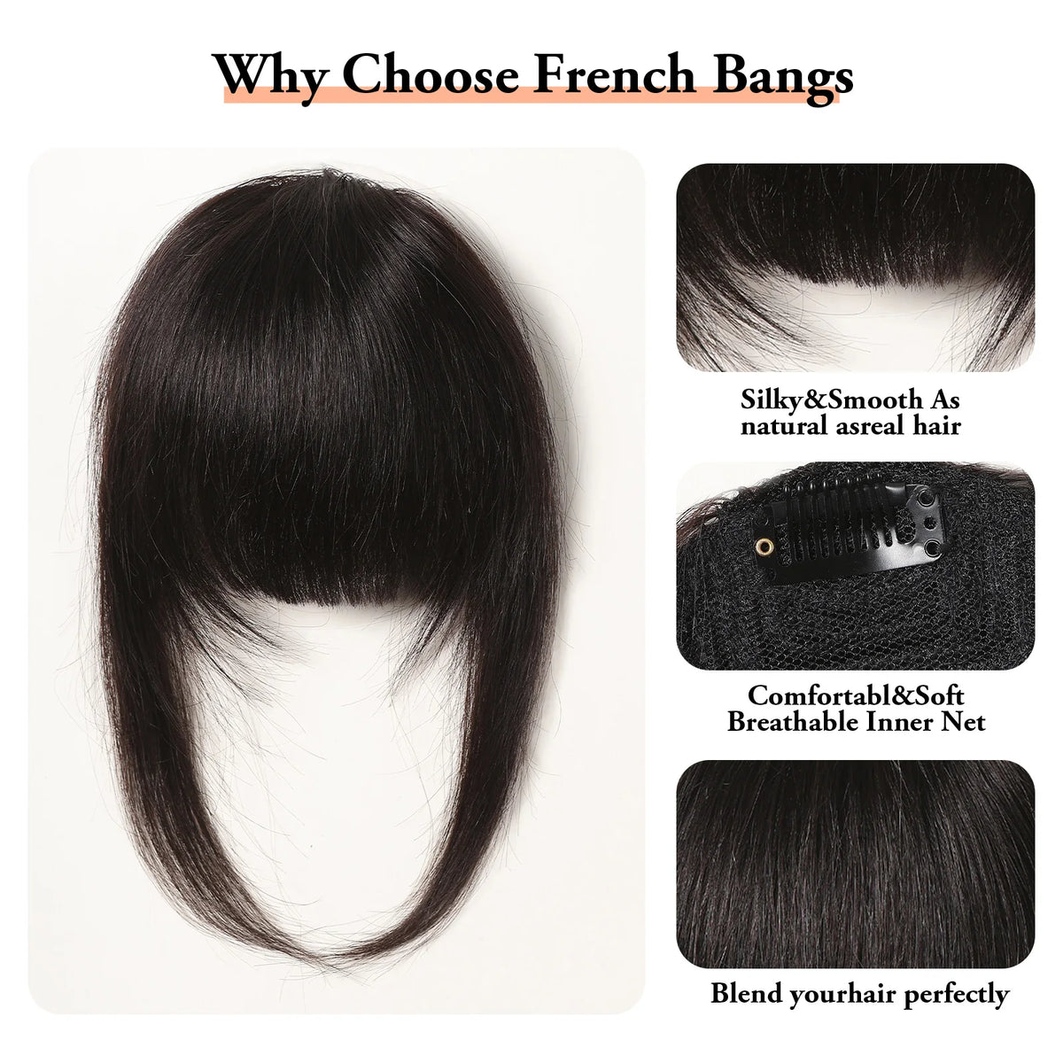 Thick Clip In Human Hair Bangs With Temples for Women