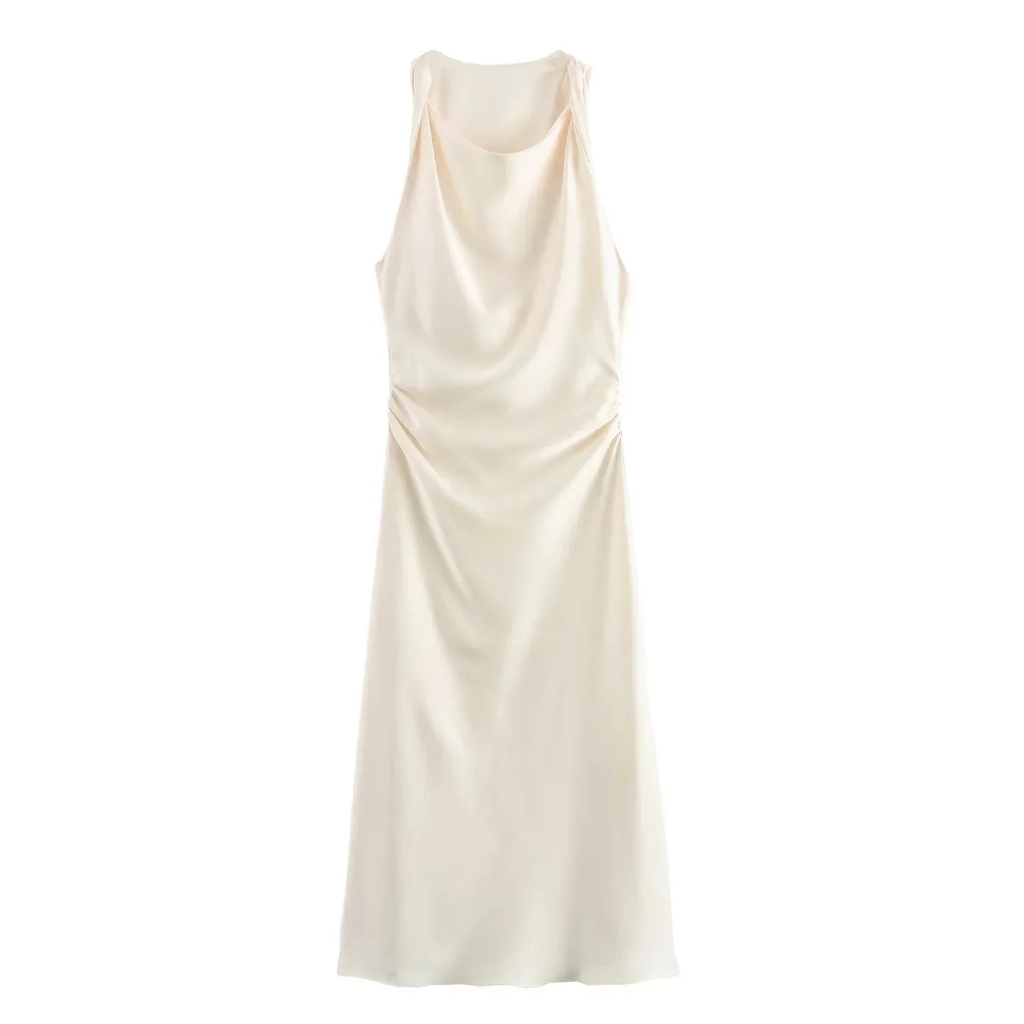 Summer Women's Satin Long Dresses Fashion Sleeveless Elegant Evening Party Dresses