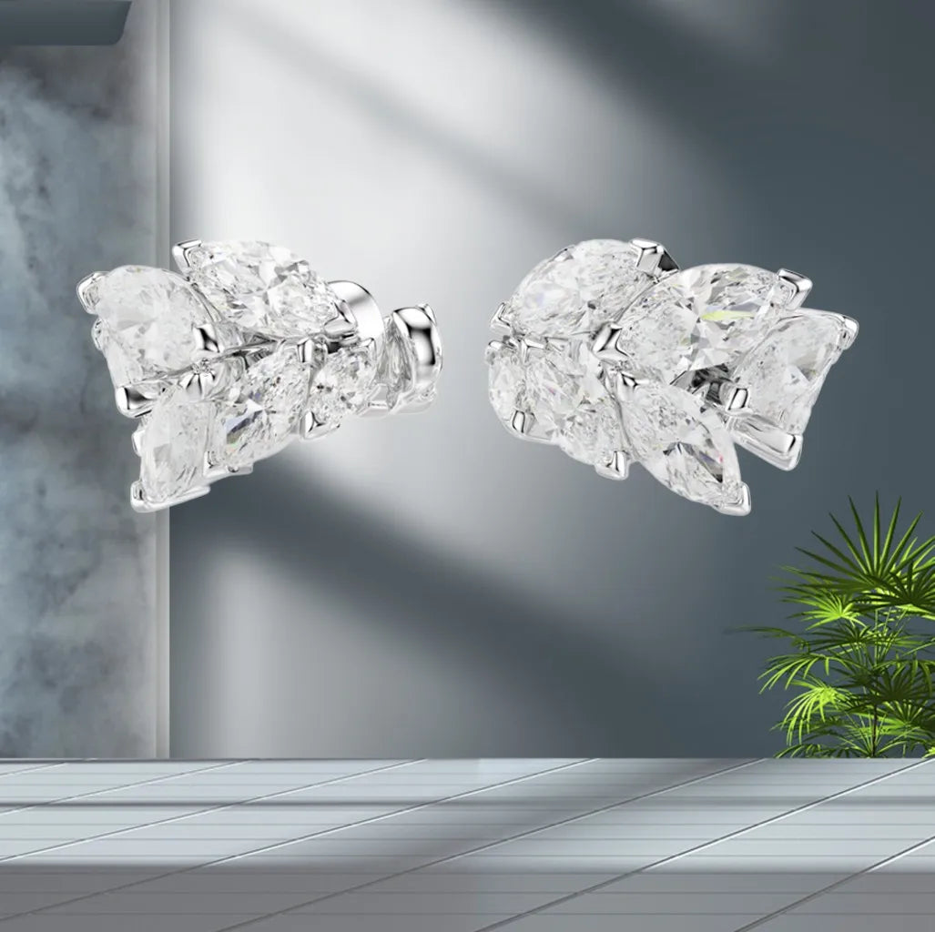 Elegant Silver Crystal Necklace And Earring Set for Women