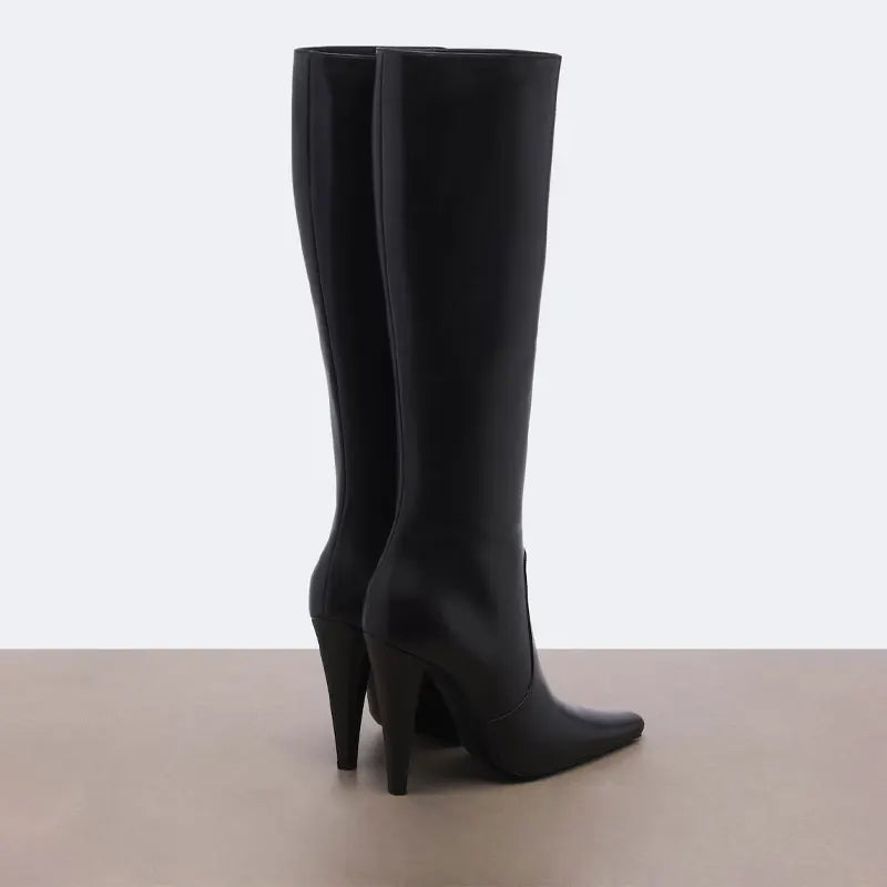 Pointed Toe Knee High Stiletto Heeled Boots for Women