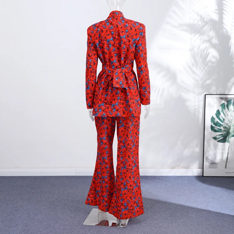 Printed Halter Neck Maxi Dress and Cropped Jacket Set for Women
