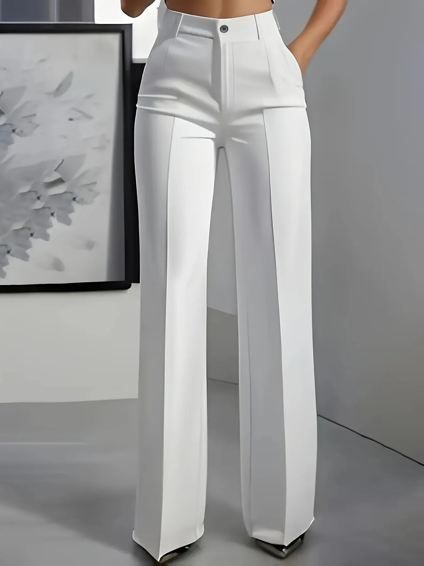 2026 New Women's High-Waist Drapey Straight-Leg Suit Pants Simple Elegant Long Trousers for Ladies