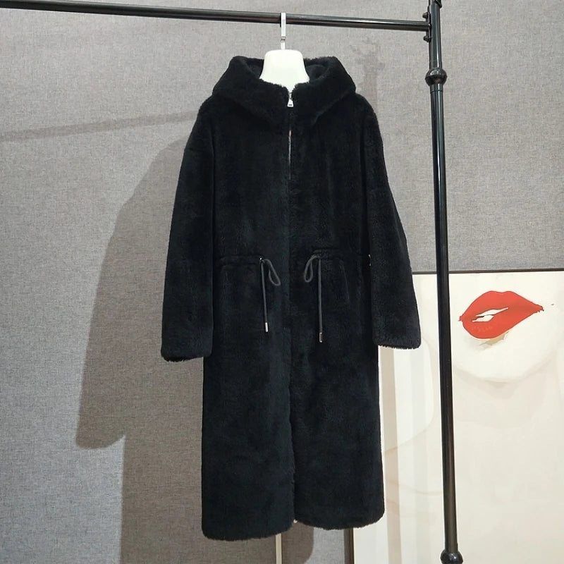 Long Real Fur Hooded Parka Coat
