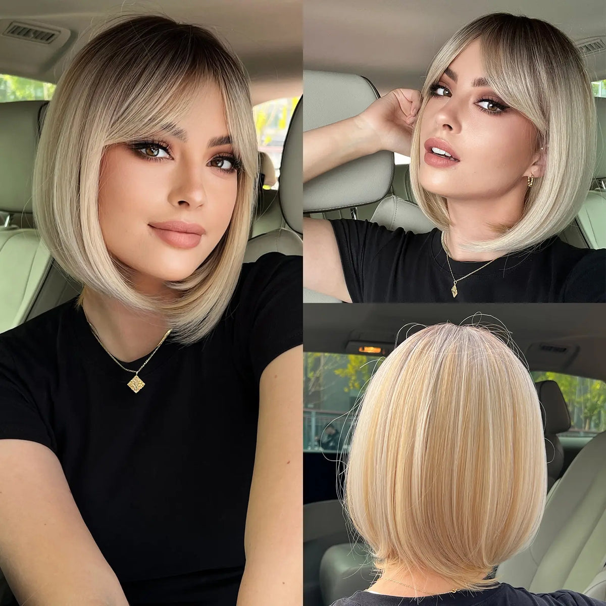 Heat Resistant Wine Red Bob Wig With Thick Bangs for Women