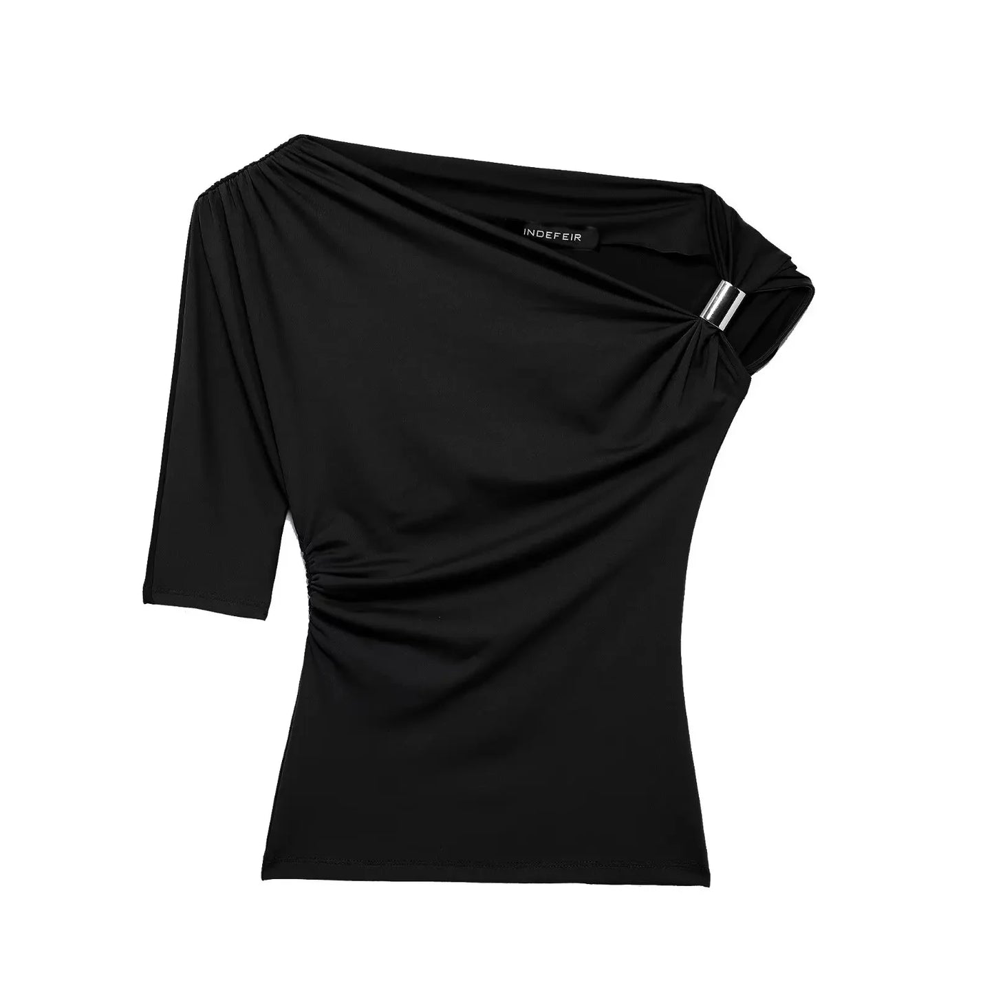 Chic Asymmetrical Wrinkled One-Shoulder Top for Women