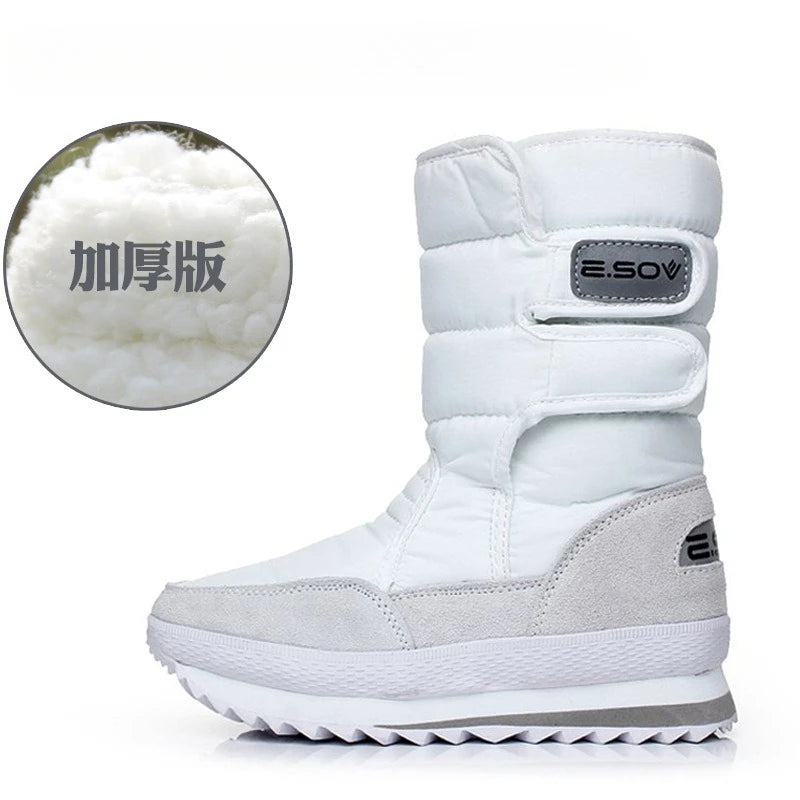 Thick Waterproof Plush Mid Calf Snow Boots for Women