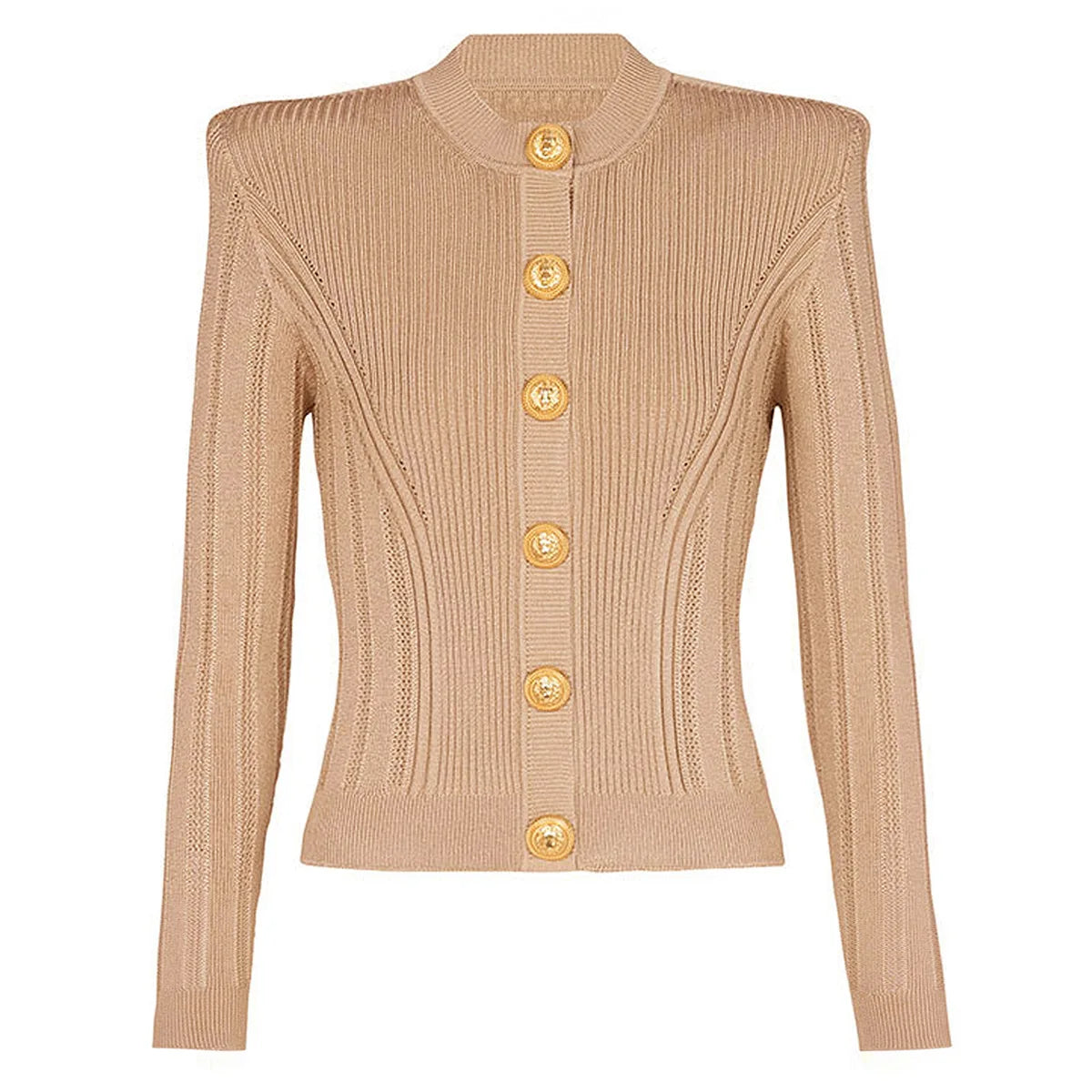 2025 Autumn New Fashion Crew Neck Long-sleeved Top Commuter Single-breasted Slim-fit Sweater Cardigan Jacket for Women