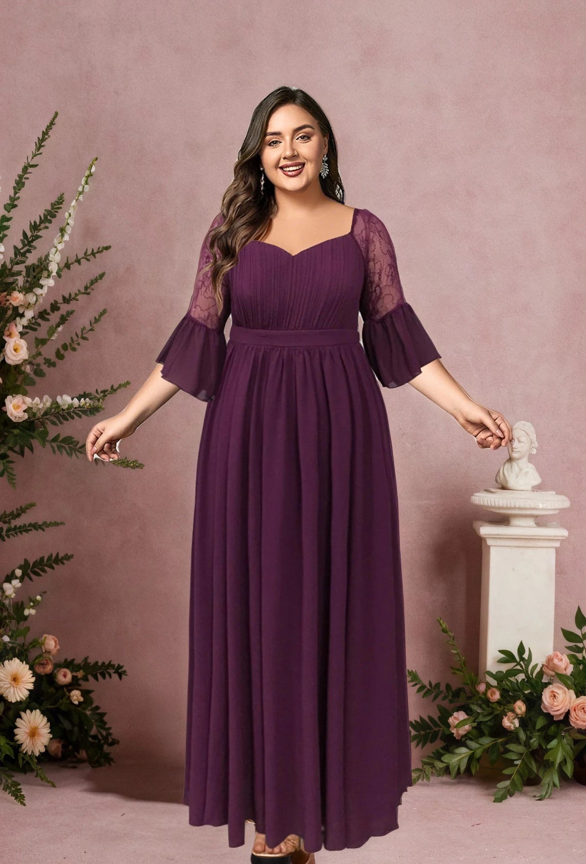 Crushed Diamond Lace Maxi Dress
