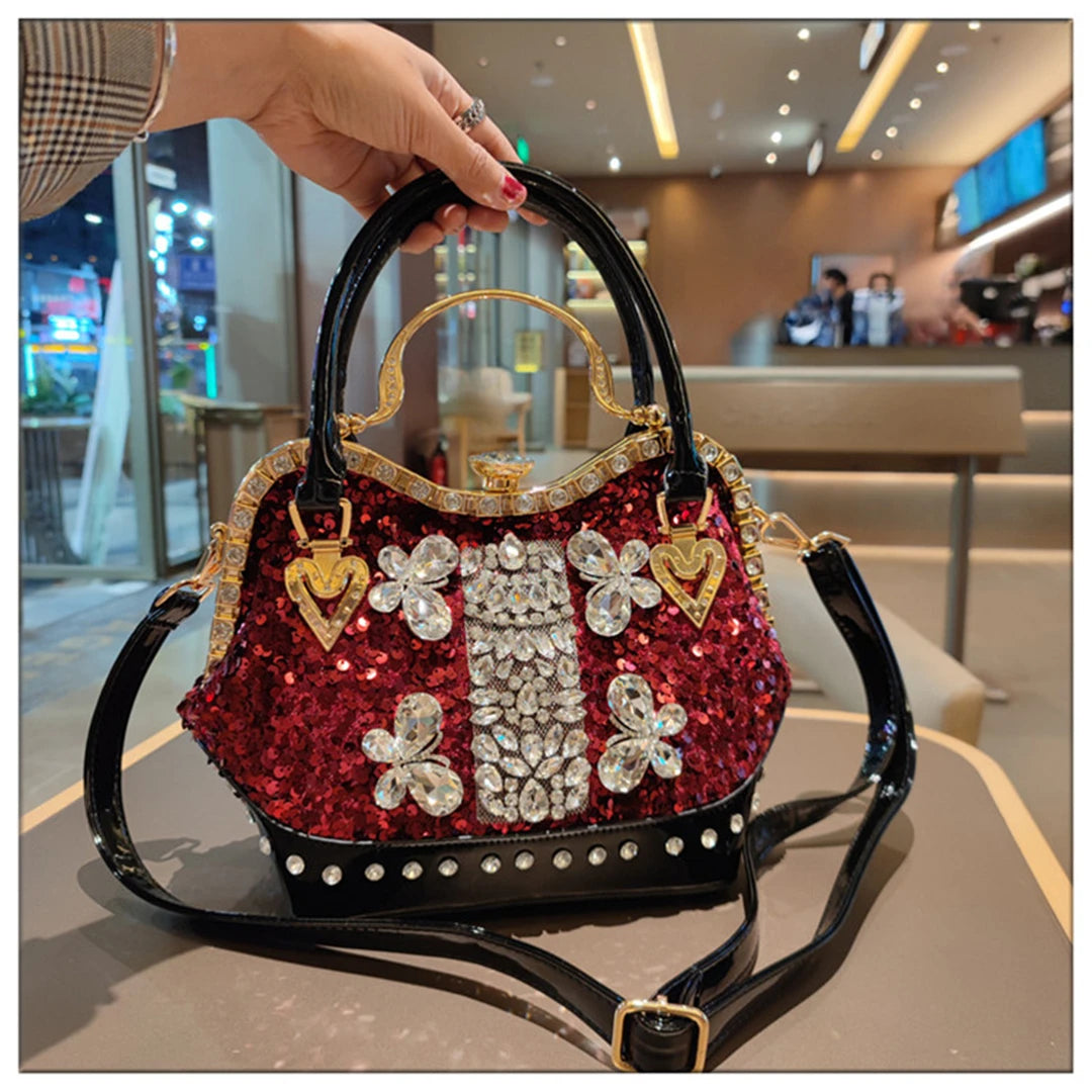 Crystal Sequin One Shoulder Crossbody Handbag for Women