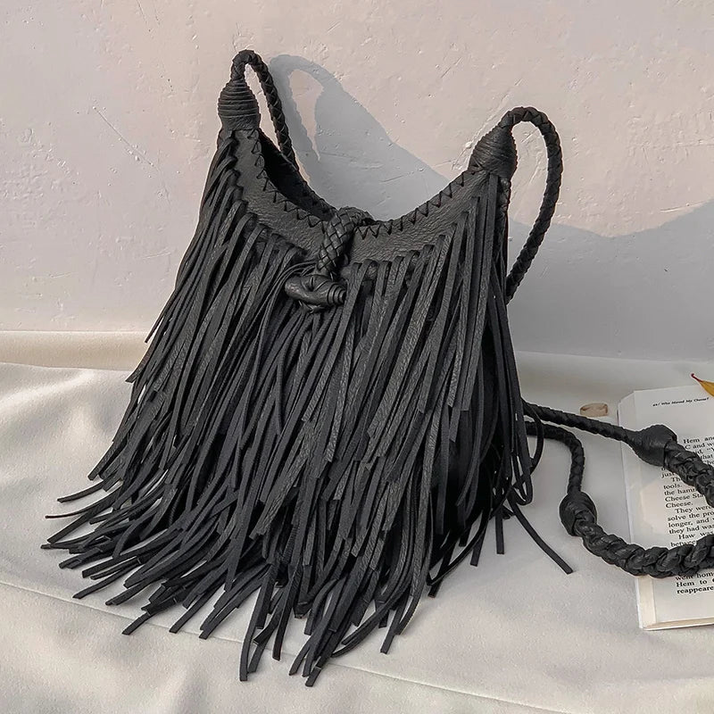 Double-Sided Tassel Design Crossbody Bag for Women