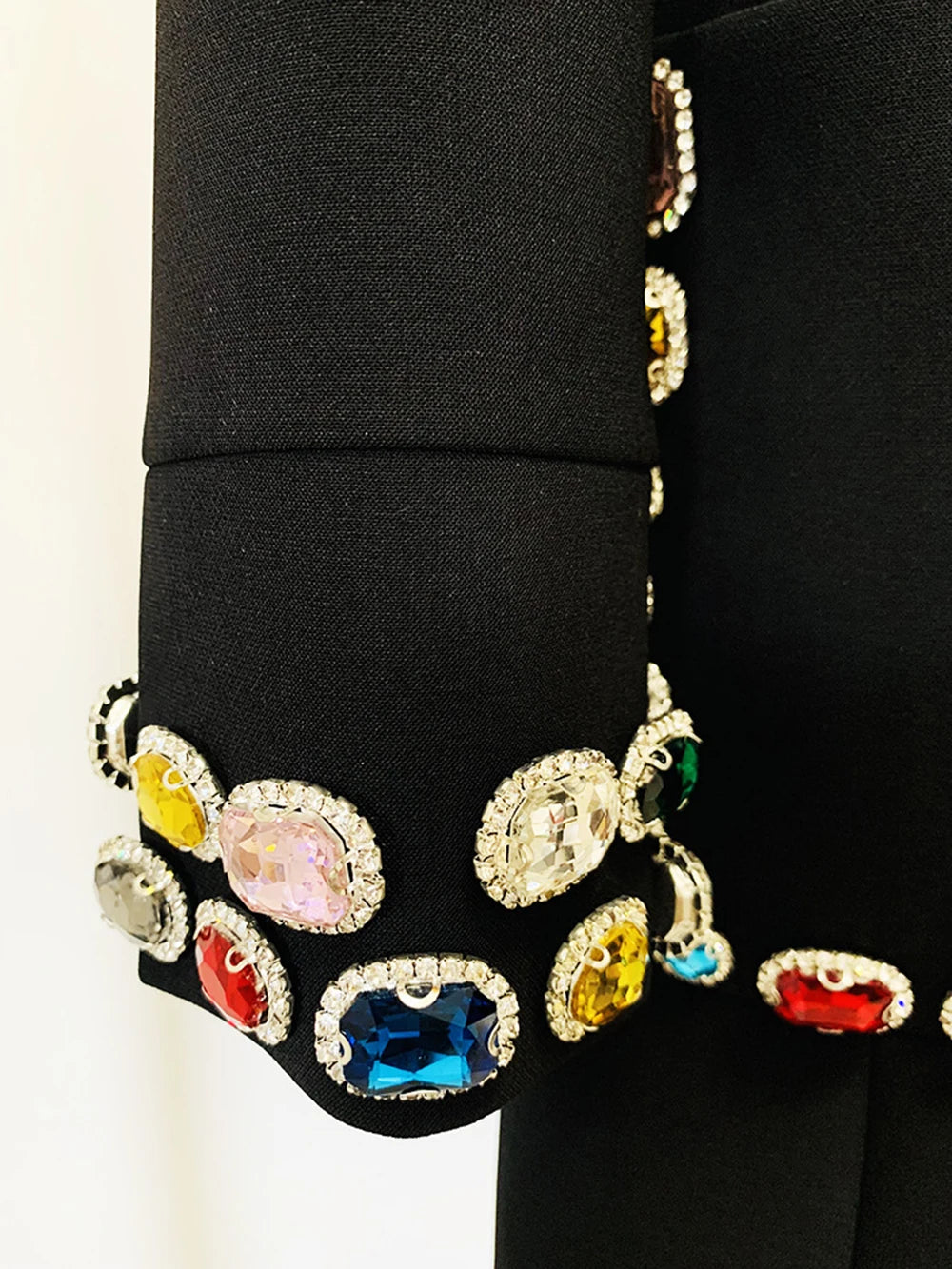 Modphy 2025 New Sparkling Luxury Colored Diamonds Stand Collar Design Mini Dress Women'S Long Sleeved Fashion Elegant Vestidos