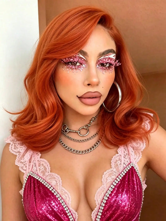 Ginger Orange Body Wave Lace Front Bob Wig With Baby Hair For Women