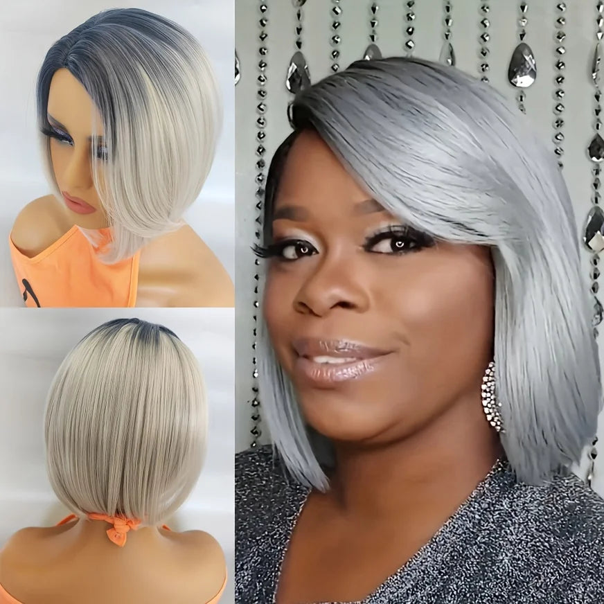 Green Synthetic Bob Wig for Women Heat Resistant Fiber