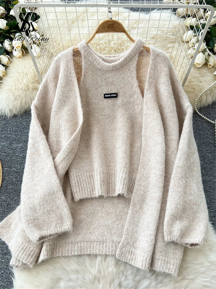 Long Sleeve Cardigan and Knit Tank Top Set for Women
