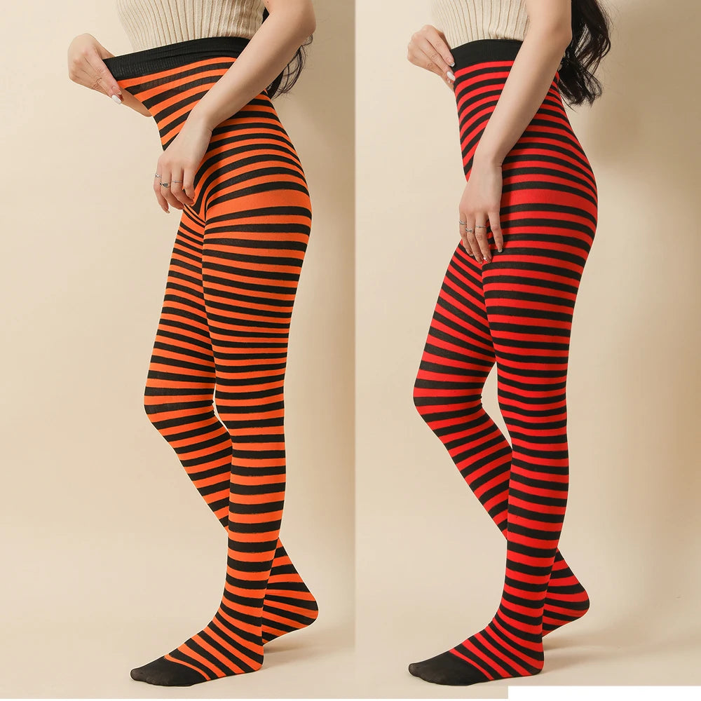 FCCEXIO New Striped Yoga Legging Women Print Goth Style Long Tights Casual Punk Ladies Sport High Waist Workout Elastic Leggings