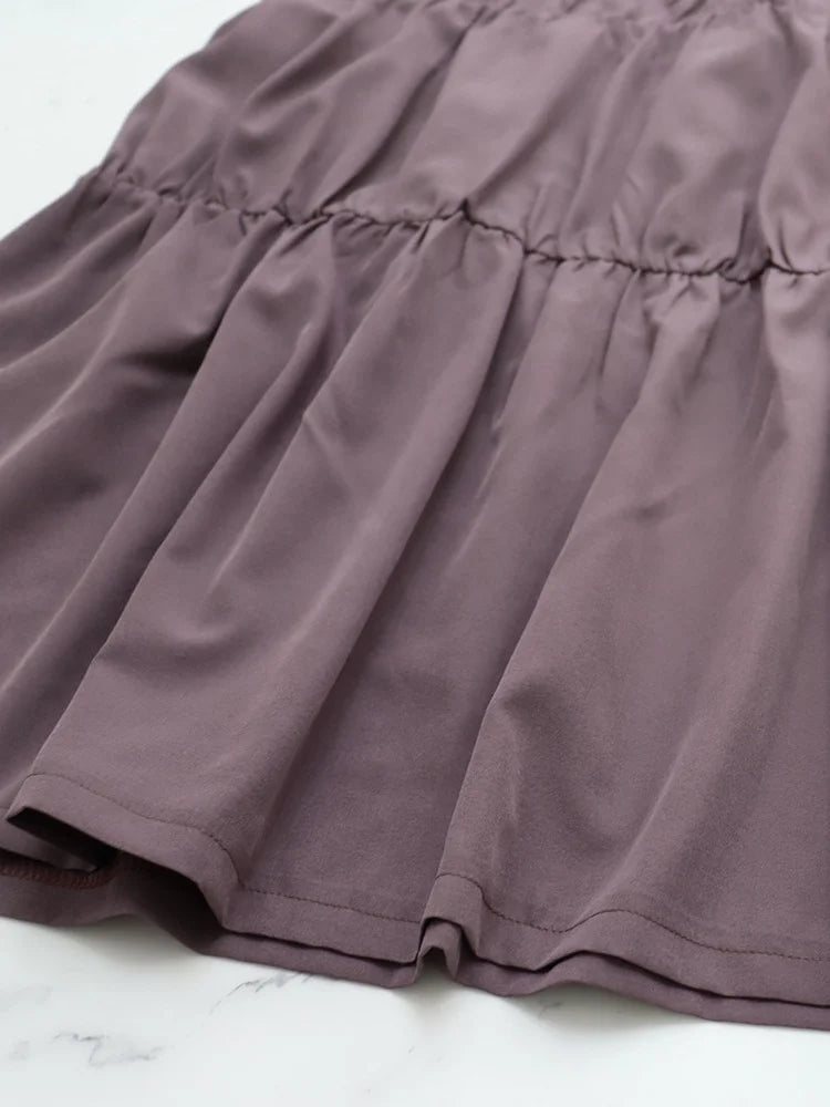 Wmstar Elegant Women Summer Solid Color Short Dress Fashion Long Sleeve High Neck High Waist Clothes Party Casual Mini Dresses