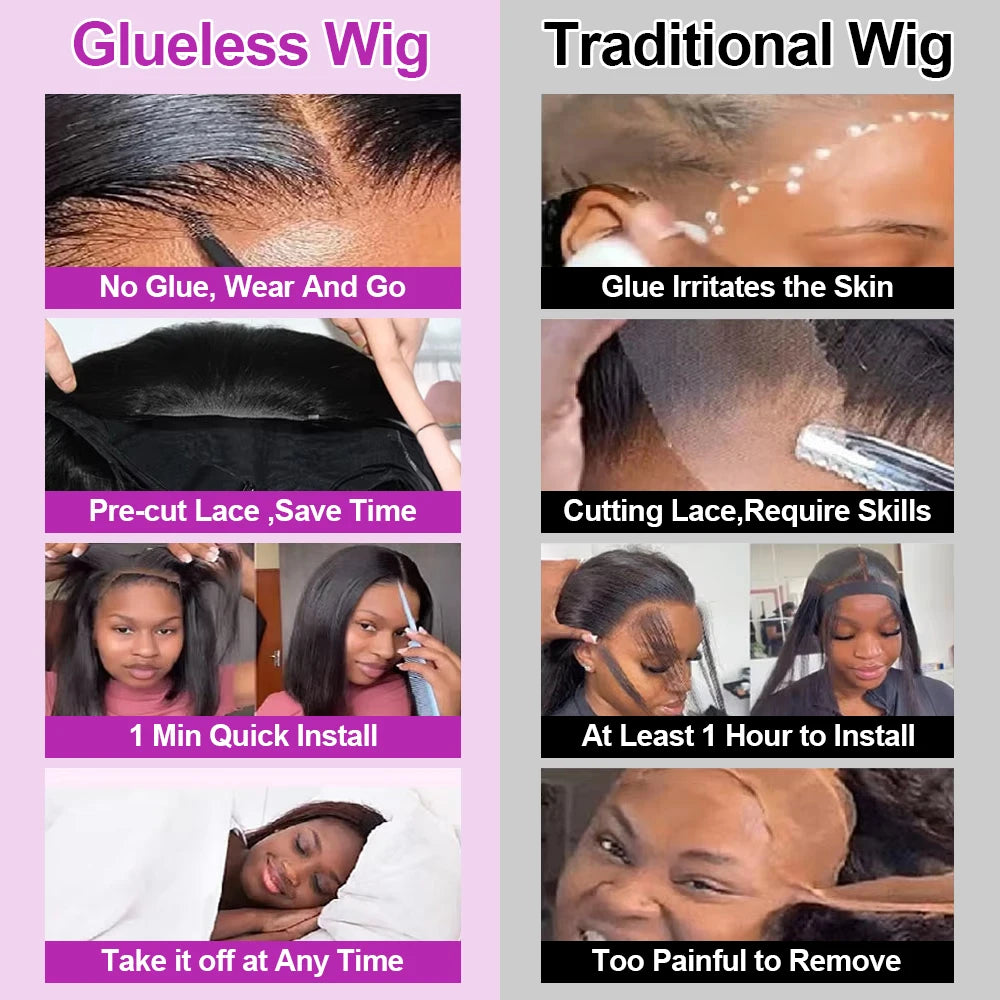 Bone Straight Glueless Bob Wig