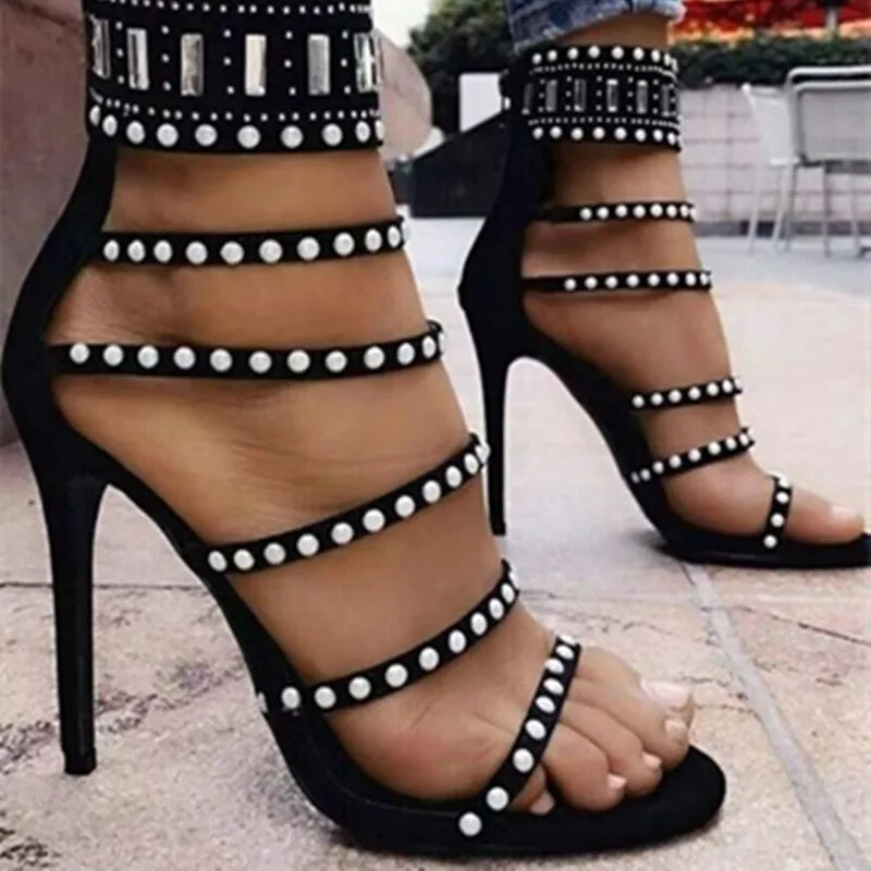 Rhinestone Pearl High Heel Sandals